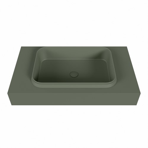 RIDGE Army Lavabo suspendido de solid surface 80cm. Posición del fregadero Centro borde de 12cm de alto.-2