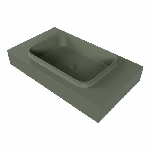 RIDGE Army Lavabo suspendido de solid surface 80cm. Posición del fregadero Centro borde de 12cm de alto.-3