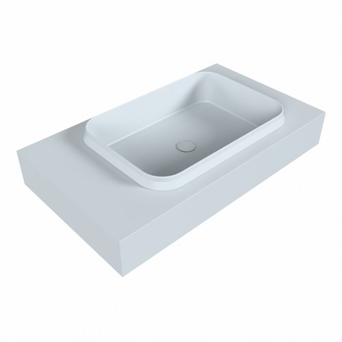 RIDGE Clay vrijhangende solid surface wastafel 80cm. Positie wasbak rechts.