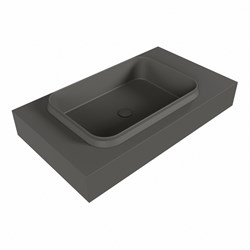 RIDGE Dark Grey Lavabo sospeso à parete solid surface 80cm. Posizione lavabo Sinistra.