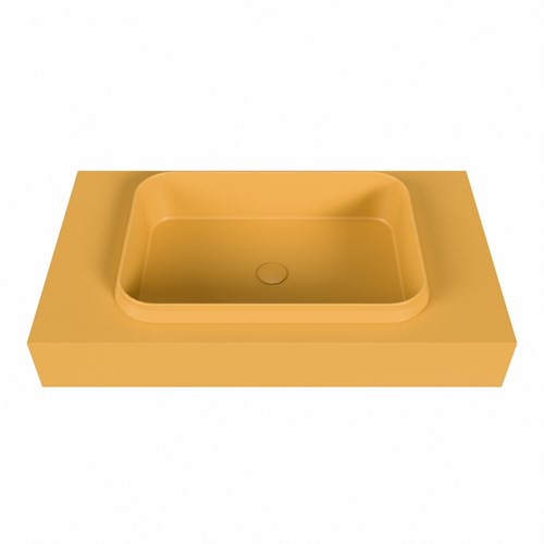 RIDGE Ocher Lavabo suspendido de solid surface 80cm. Posición del fregadero Centro borde de 12cm de alto.-2