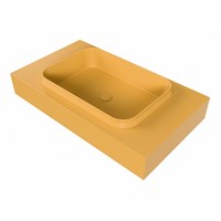 RIDGE Ocher Lavabo suspendido de solid surface 80cm. Posición del fregadero Centro borde de 12cm de alto.-3