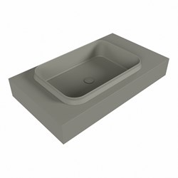 RIDGE Smoke Lavabo suspendido de solid surface 80cm. Posición del fregadero Izquierda borde de 12cm de alto.