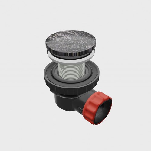 Ruimte besparende click sifon 6,7cm hoog Solid surface rond Lava