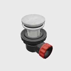 Platzsparender Klicksiphon 6,7cm hoch, solid surface rund farbe Opalo