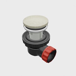 Platzsparender Klicksiphon 6,7cm hoch, solid surface rund farbe Ostra