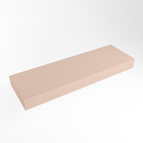 TOP 30 Rosee vrijhangende solid surface module / planchet 130cm. Rand 12cm hoog. Blad geschikt voor waskom.