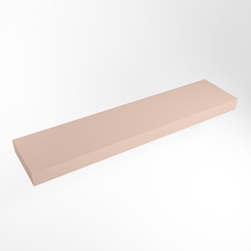 TOP 46 Rosee vrijhangende solid surface module / planchet 201cm. Rand 12cm hoog. Blad geschikt voor waskom.