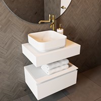 TOP 23 Talc wall-hung solid surface module / shelf 51cm. Thickness 12cm. Suitable for countertop basin.-2