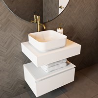 TOP 46 Talc wall-hung solid surface module / shelf 41cm. Thickness 12cm. Suitable for countertop basin.-2