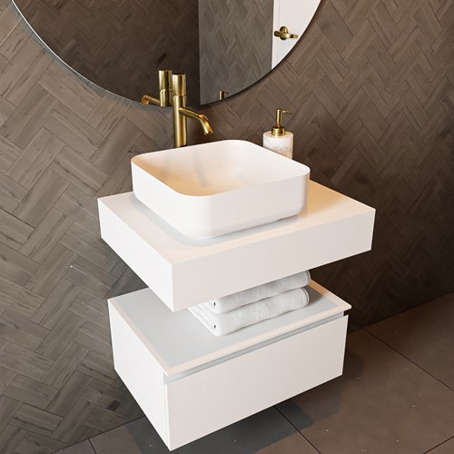 TOP 46 Talc wall-hung solid surface module / shelf 41cm. Thickness 12cm. Suitable for countertop basin.-2