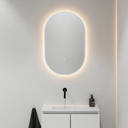 MONDIAZ GLOW Spiegel oval 45x90cm Clay. Bewegungssensor LED-Beleuchtung rundum.