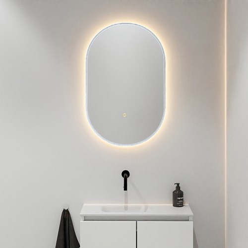 MONDIAZ GLOW spiegel ovaal 45x90cm Clay. Bewegingssensor LED verlichting rondom.