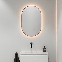 MONDIAZ GLOW Spiegel oval 45x90cm Fire. Bewegungssensor LED-Beleuchtung rundum.
