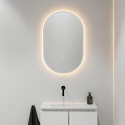 MONDIAZ GLOW Spiegel oval 45x90cm Plata. Bewegungssensor LED-Beleuchtung rundum.