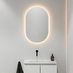 MONDIAZ GLOW Spiegel oval 45x90cm Rosee. Bewegungssensor LED-Beleuchtung rundum.