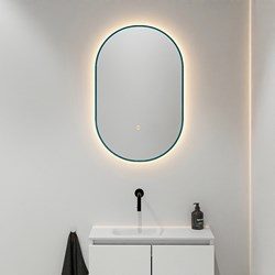 MONDIAZ GLOW Spiegel oval 45x90cm Smag. Bewegungssensor LED-Beleuchtung rundum.