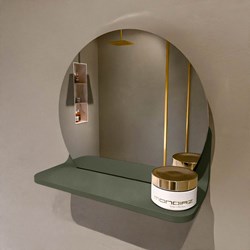 MONDIAZ SPOT mirror round Ø30cm with mirror shelf color Army.