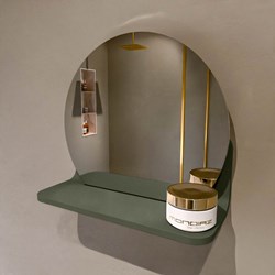 MONDIAZ SPOT Runder Spiegel Ø30cm mit Spiegelablage farbe Army.