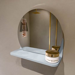 MONDIAZ SPOT mirror round Ø30cm with mirror shelf color Clay.