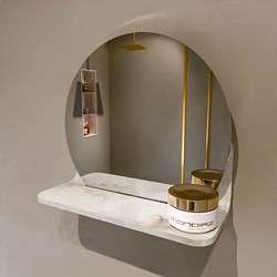 MONDIAZ SPOT mirror round Ø30cm with mirror shelf color Frappe.