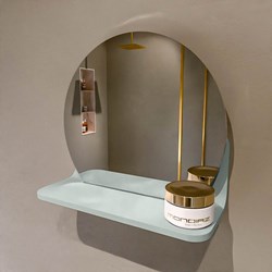 MONDIAZ SPOT mirror round Ø30cm with mirror shelf color Greey.