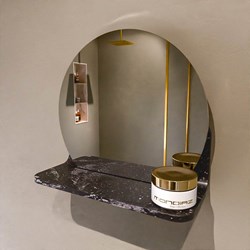 MONDIAZ SPOT mirror round Ø30cm with mirror shelf color Lava.