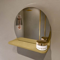 MONDIAZ SPOT mirror round Ø30cm with mirror shelf color Oro.