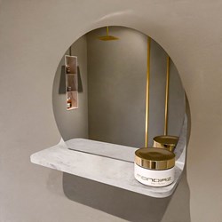 MONDIAZ SPOT mirror round Ø30cm with mirror shelf color Ostra.