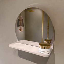 MONDIAZ SPOT mirror round Ø30cm with mirror shelf color Rosee.
