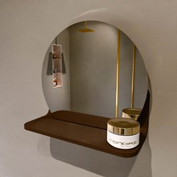 MONDIAZ SPOT mirror round Ø30cm with mirror shelf color Rust.