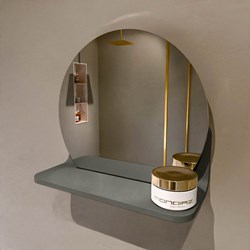 MONDIAZ SPOT mirror round Ø30cm with mirror shelf color Smoke.