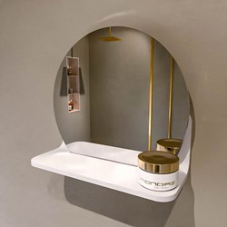 MONDIAZ SPOT mirror round Ø30cm with mirror shelf color Talc.