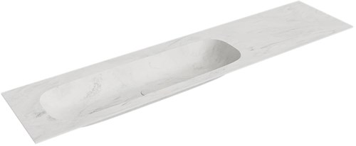 STOR LARGE Opalo solid surface inbouw wastafel 201cm. Positie wasbak Links. 