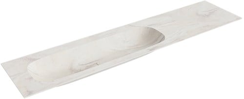 STOR LARGE Ostra solid surface inbouw wastafel 201cm. Positie wasbak Links. 