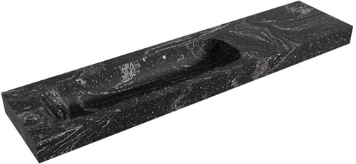 STOR LARGE Lava vrijhangende wastafel 201cm. Positie wasbak Links rand 12cm. 