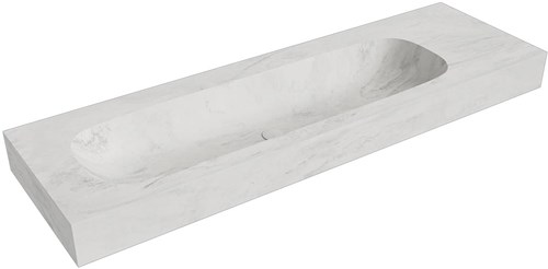 STOR LARGE Opalo vrijhangende wastafel 150cm. Positie wasbak Links rand 12cm. 