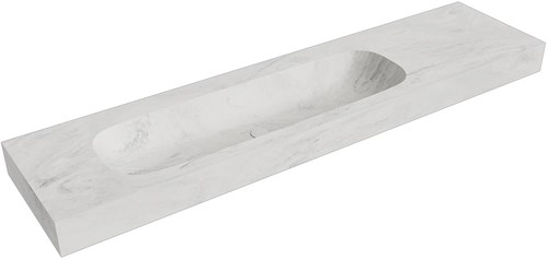 STOR LARGE Opalo vrijhangende wastafel 191cm. Positie wasbak Links rand 12cm. 