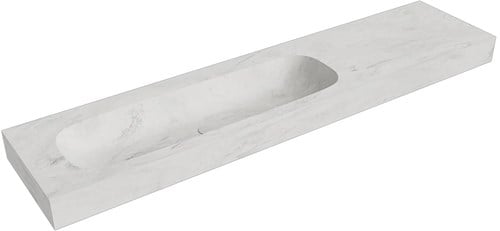 STOR LARGE Opalo vrijhangende wastafel 201cm. Positie wasbak Links rand 12cm. 