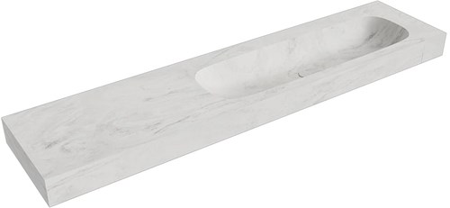STOR LARGE Opalo vrijhangende wastafel 201cm. Positie wasbak Rechts rand 12cm. 