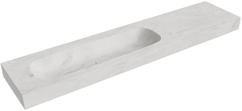 STOR LARGE Opalo vrijhangende wastafel 211cm. Positie wasbak Links rand 12cm. 