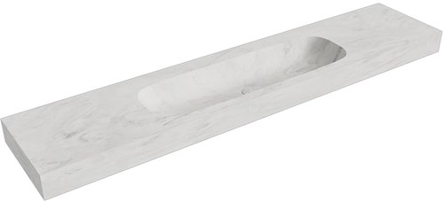 STOR LARGE Opalo vrijhangende wastafel 220cm. Positie wasbak Midden rand 12cm. 