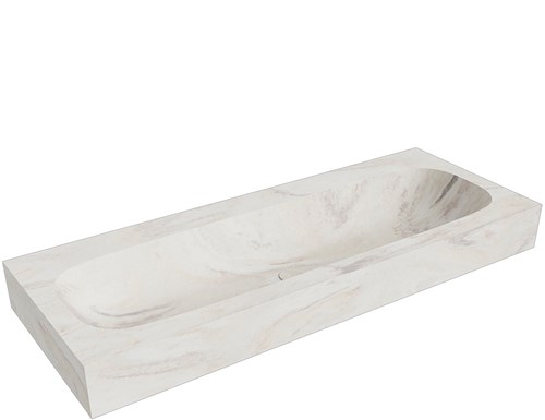 STOR LARGE Ostra vrijhangende wastafel 120cm. Positie wasbak Midden rand 12cm. 
