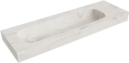STOR LARGE Ostra vrijhangende wastafel 151cm. Positie wasbak Links rand 12cm. 