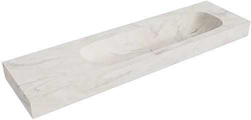 STOR LARGE Ostra vrijhangende wastafel 170cm. Positie wasbak Rechts rand 12cm. 