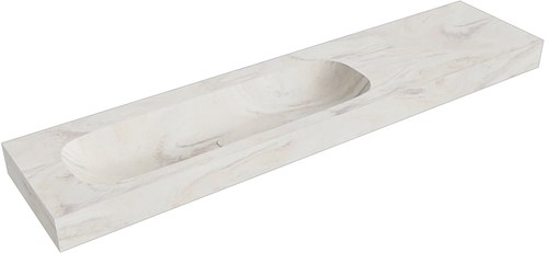 STOR LARGE Ostra vrijhangende wastafel 200cm. Positie wasbak Links rand 12cm. 