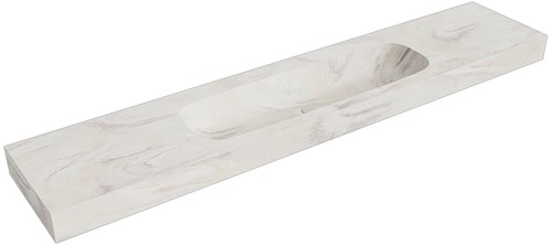 STOR LARGE Ostra vrijhangende wastafel 230cm. Positie wasbak Midden rand 12cm. 