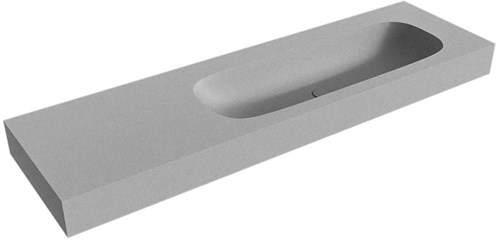 STOR MEDIUM Plata vrijhangende wastafel 160cm. Positie wasbak Rechts rand 12cm. 