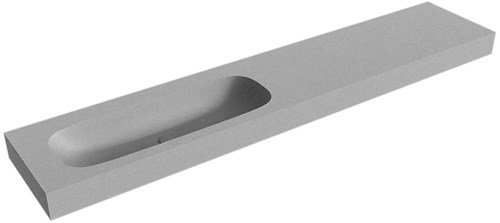 STOR MEDIUM Plata vrijhangende wastafel 230cm. Positie wasbak Links rand 12cm. 