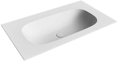 STOR Small Talc solid surface inbouw wastafel 80cm. Positie wasbak Midden.